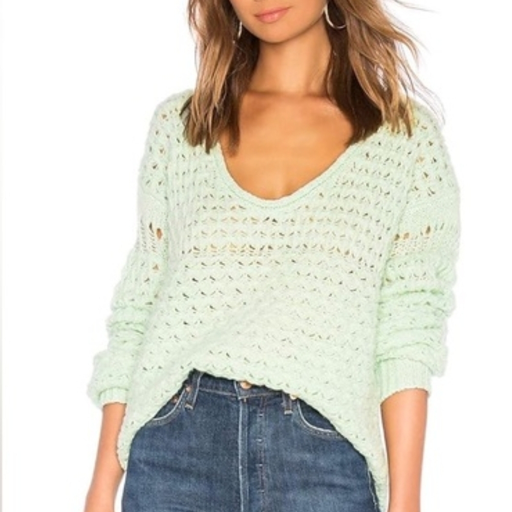 187. EUC Free People Mint Green Women's Sweater